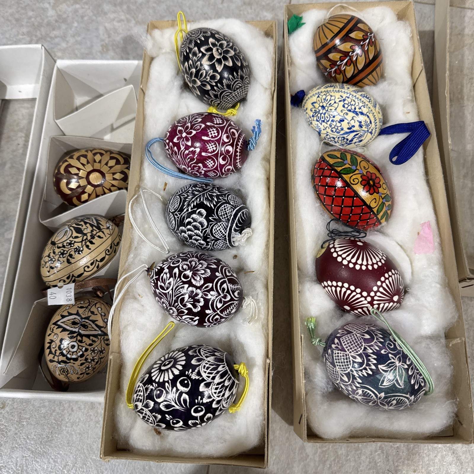 Exquisite Antique Lot Of 13  Hand Painted Decorative  Eggs