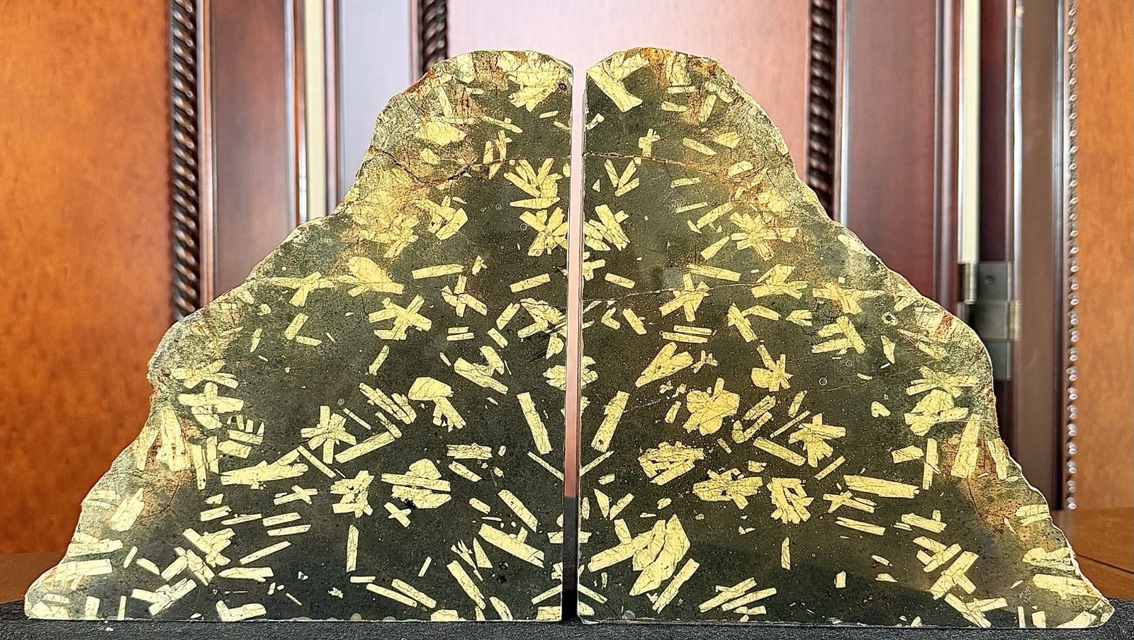 Chinese Writing Rock/Stone/Slab Bookends 11 lbs 7 oz - Rare Find