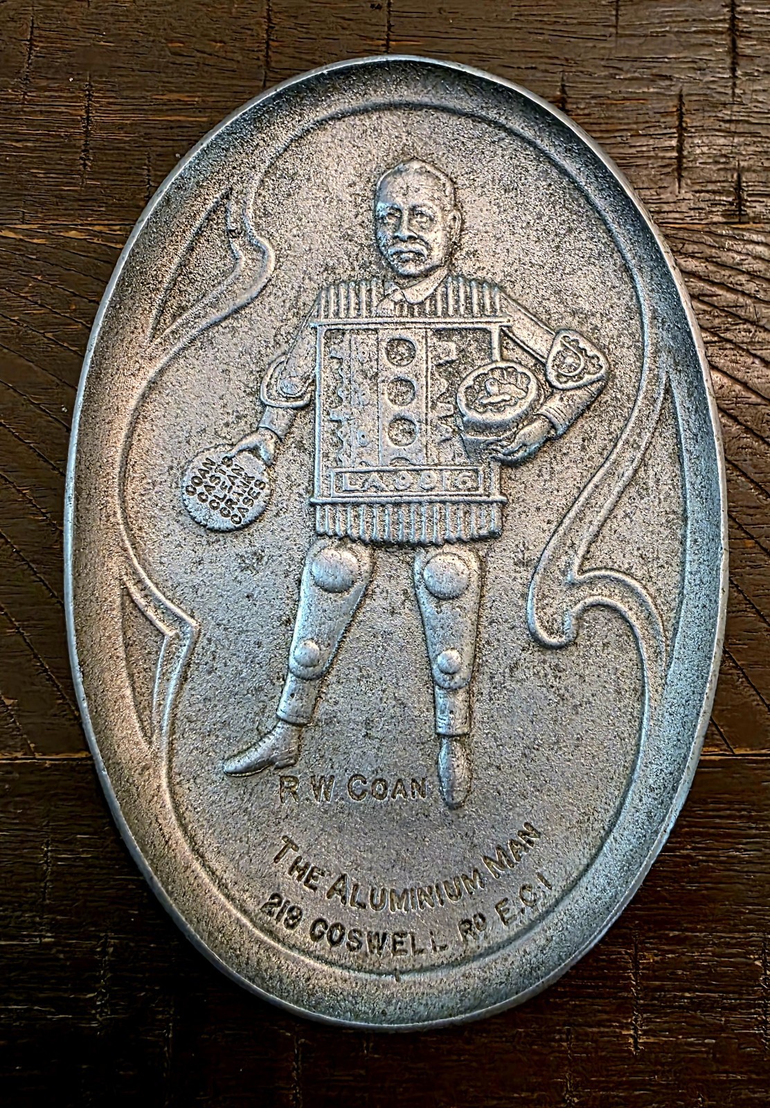 Antique R. W. Coan Advertising Aluminum Casting Trinket Tray 5.5\