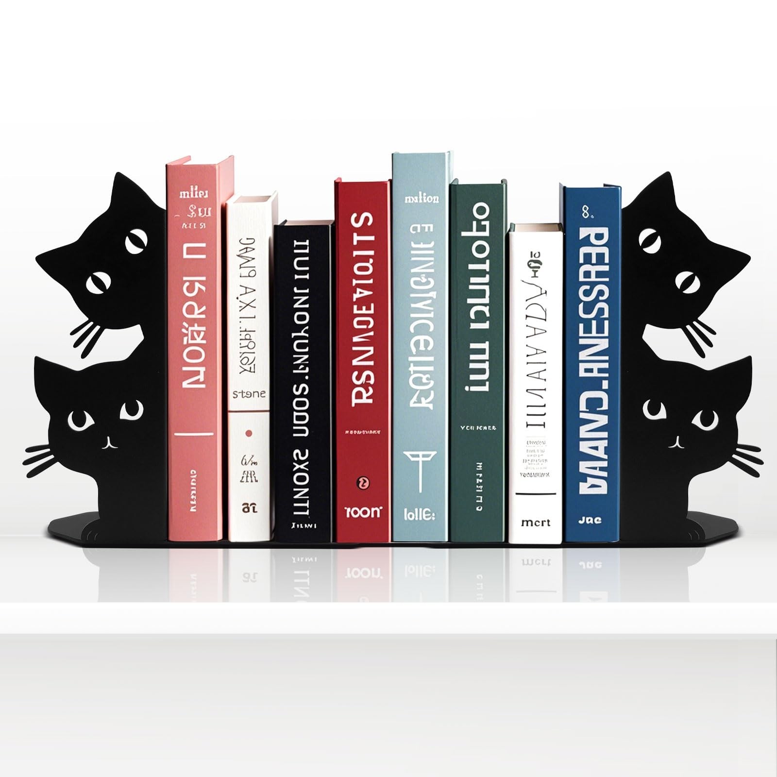 Decorative Peeping Cat Bookends for Heavy Books - Unique Shelf Decor, Cute Cat D