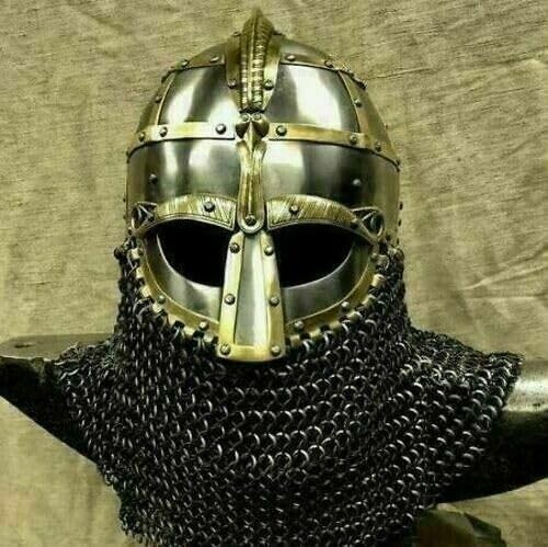 16GA Medieval Viking Helmet Vendel Knight With Chain Mail Viking Helmet Viking,