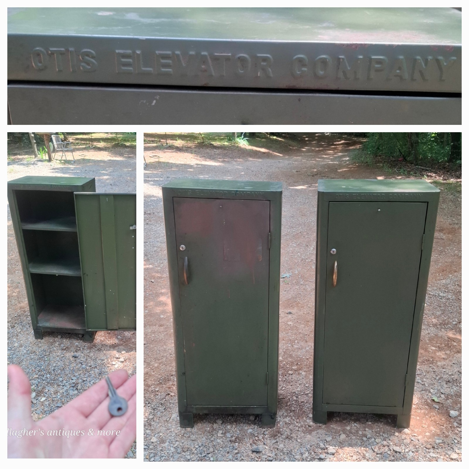 Pair 2 Rare 1930s VINTAGE OTIS ELEVATOR COMPANY STORAGE LIVINGSTON Tool CABINETS