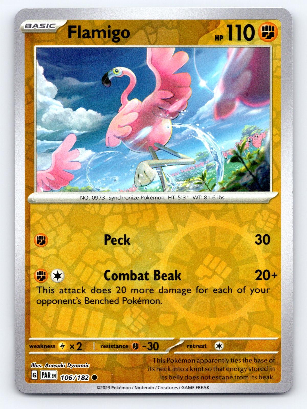 Flamigo 106/182 Common Paradox Rift Pokemon Reverse Holo Lightly Played