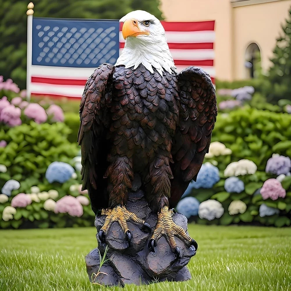 Bald Eagle Statue Outdoor - Large American Eagle Figurine for Garden 24.4