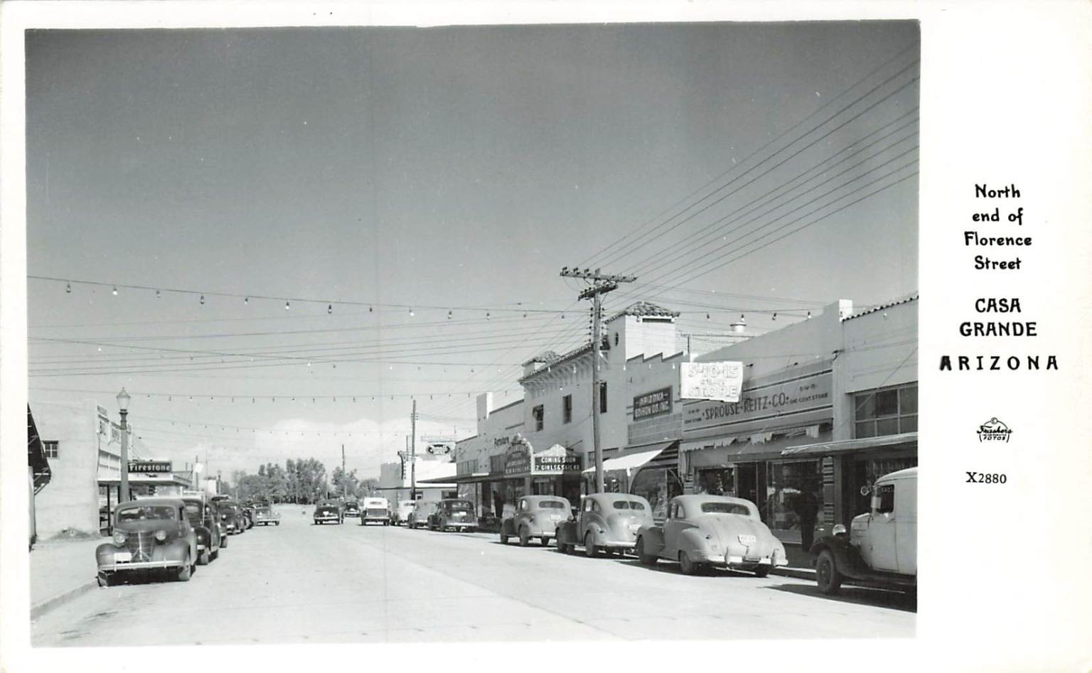 Casa Grande AZ Florence St. Sprouse-Reitz Co. 1930s RPPC Vintage Cars
