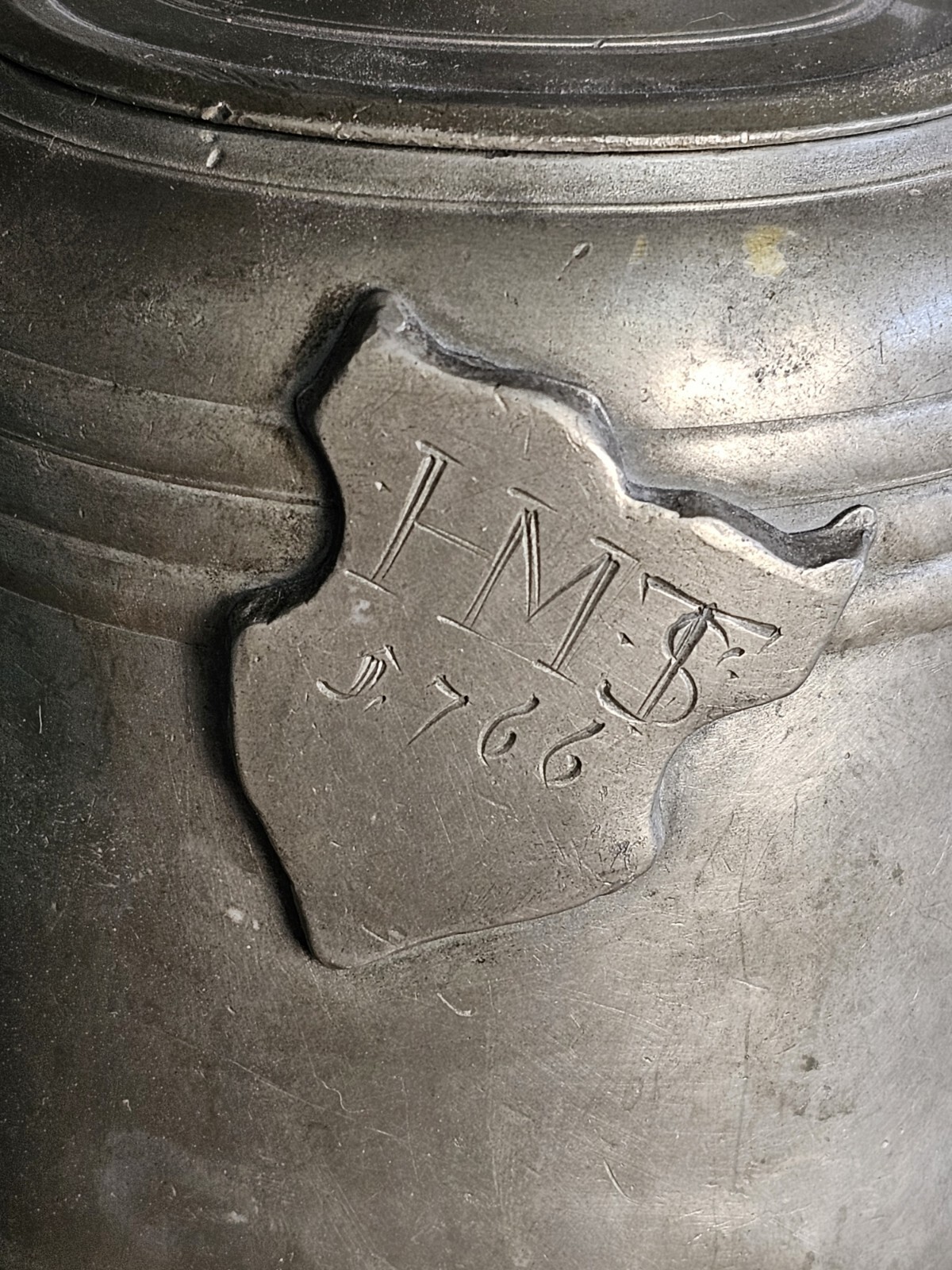 Real 18th Century Pewter Cannister Glockenkannen 1766 Stein Tankard Ren Faire