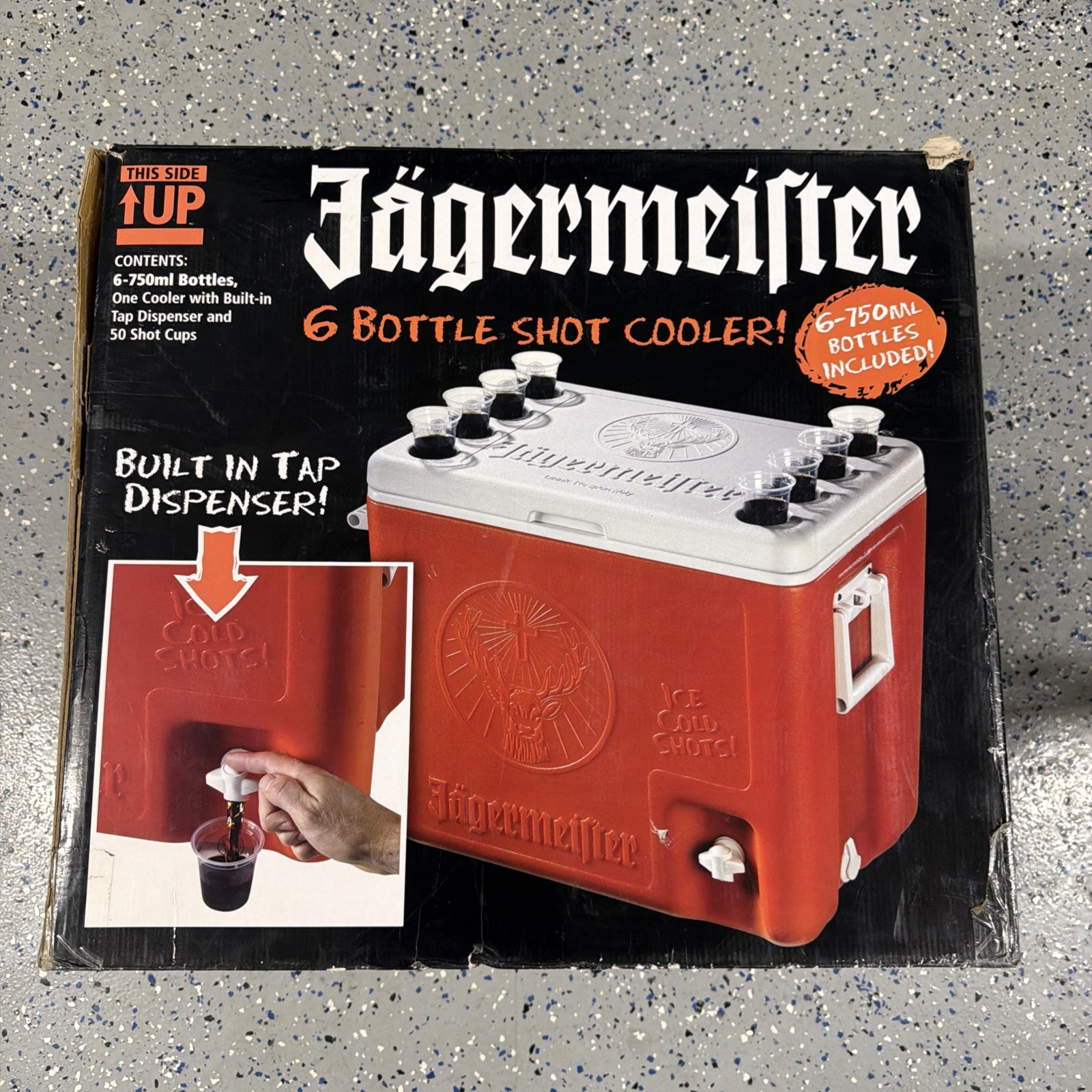 Jagermeister Shot Cooler with a Built-In Tap Dispenser In Original Box. New Jagermeister Shot Cooler with a Built-In Tap Dispenser In Original Box. New