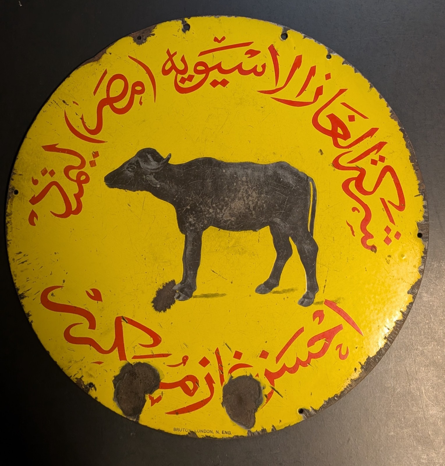 RARE antique Enamel Sign BRUTON London Eng vintage Arabic Egypt 22 RARE antique Enamel Sign BRUTON London Eng vintage Arabic Egypt 22