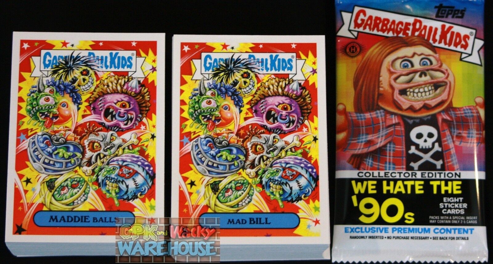 2019 GARBAGE PAIL KIDS WE HATE THE 90'S COMPLETE CARD SET  + FREE WRAPPER