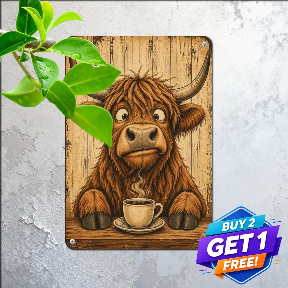 vintage humorous daydreaming cow metal sign farmhouse cafe