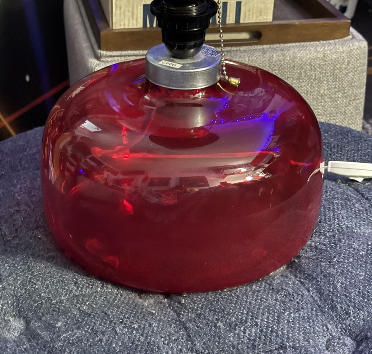 Rare Vintage 90s IKEA Sweden B0211 Red Handblown Glass Table Lamp Rounded