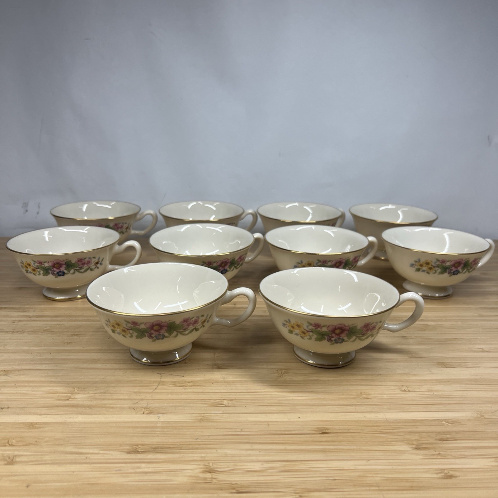 Lenox Avon S300 Floral Tea Cups Set of 10 Vintage Gold Trim Made USA