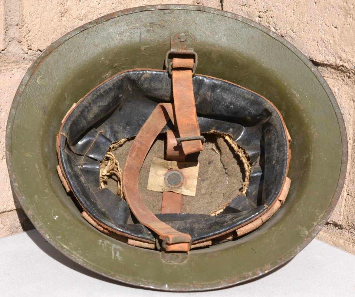 ORIGINAL NICE MAKER STAMP ON LINER COMPLETE WW1 US ARMY INFANTRY DOUGHBOY HELMET