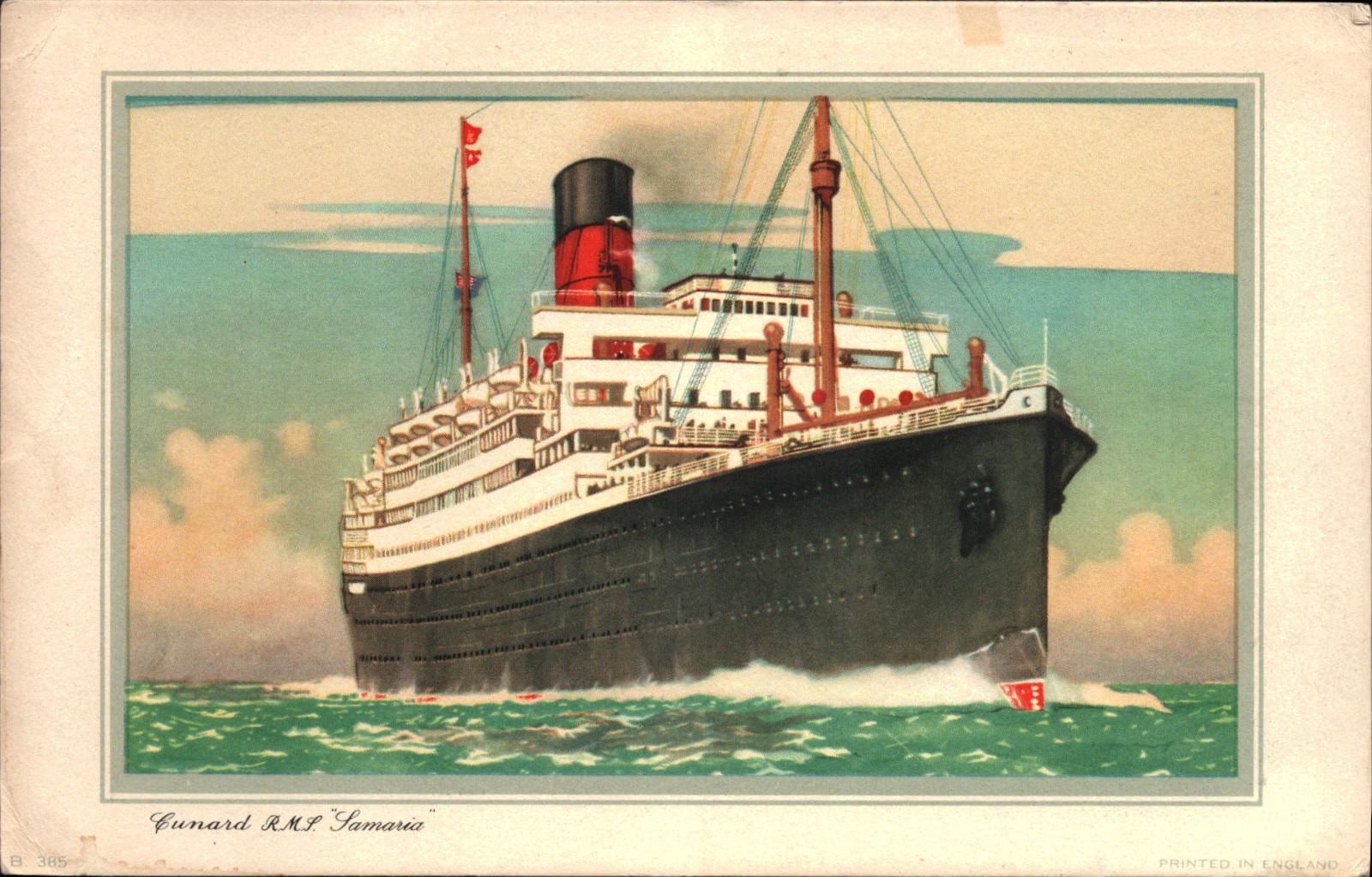 1953 THE CUNARD STEAMSHIP CO. vintage abstract log card RMS SAMARIA England