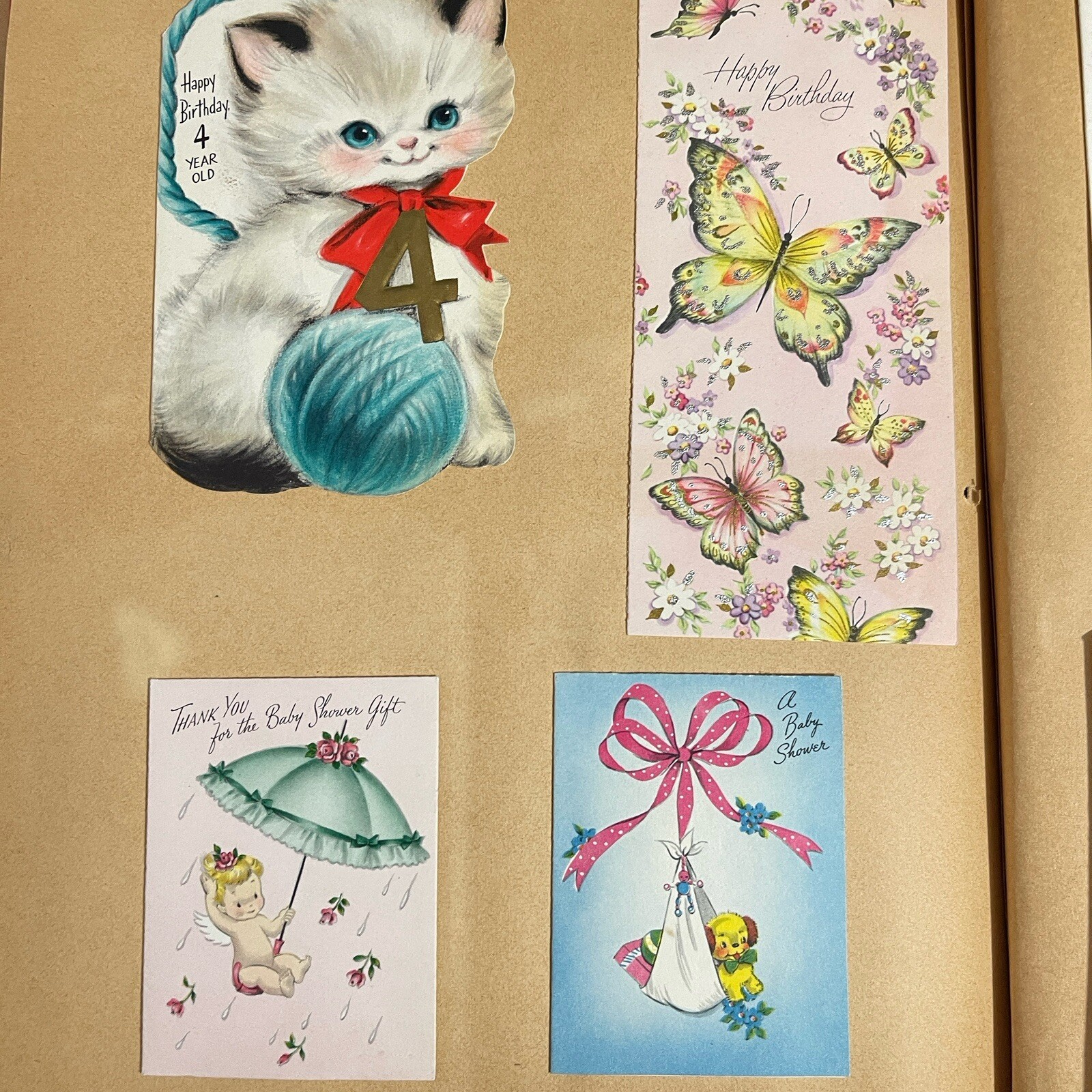 Vtg 50s Greeting Card Scrapbook Cards Valentines Die Cuts Xmas FILLED
