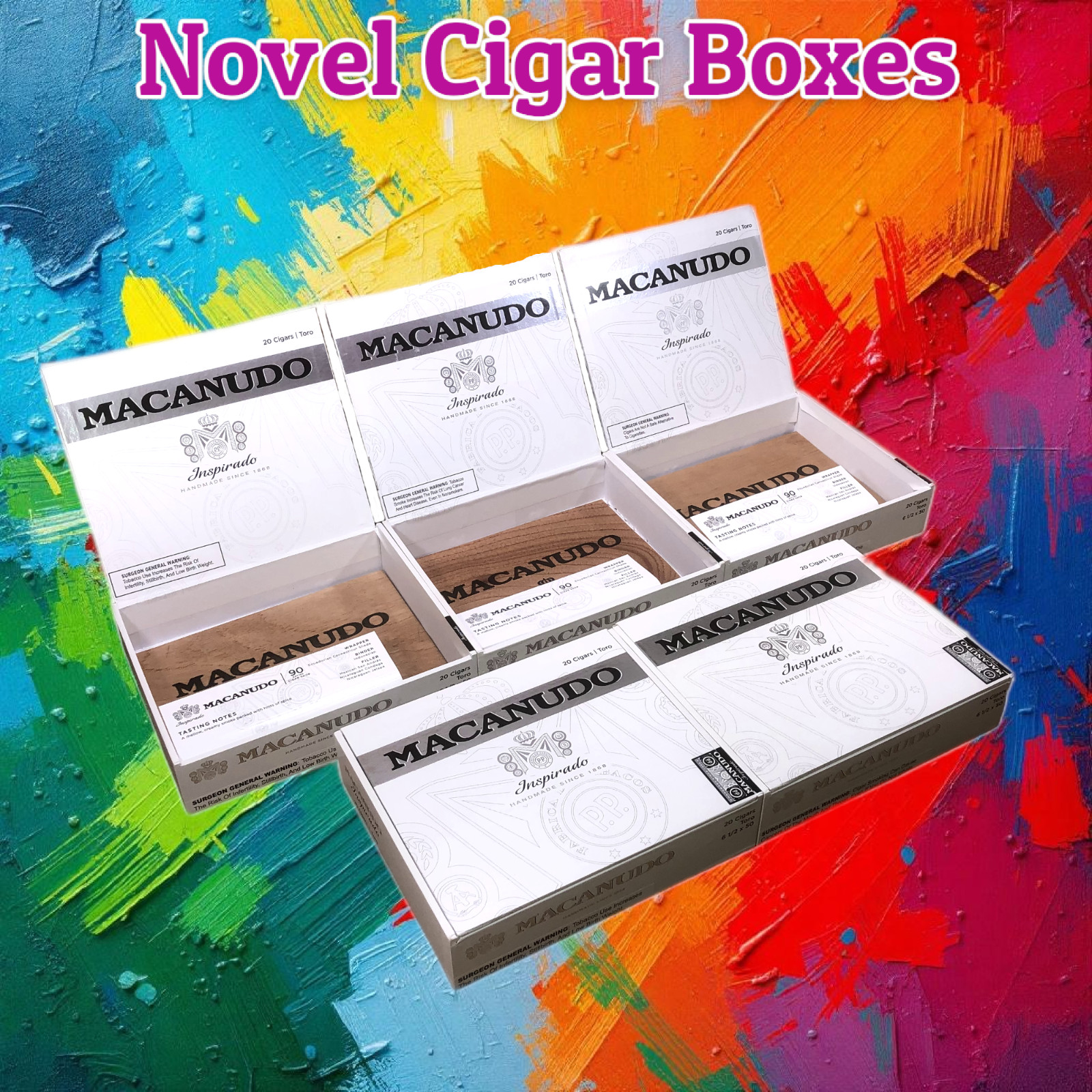 Lot of 5 Macanudo Toro Empty Cigar Boxes 8.25x7x2 #72