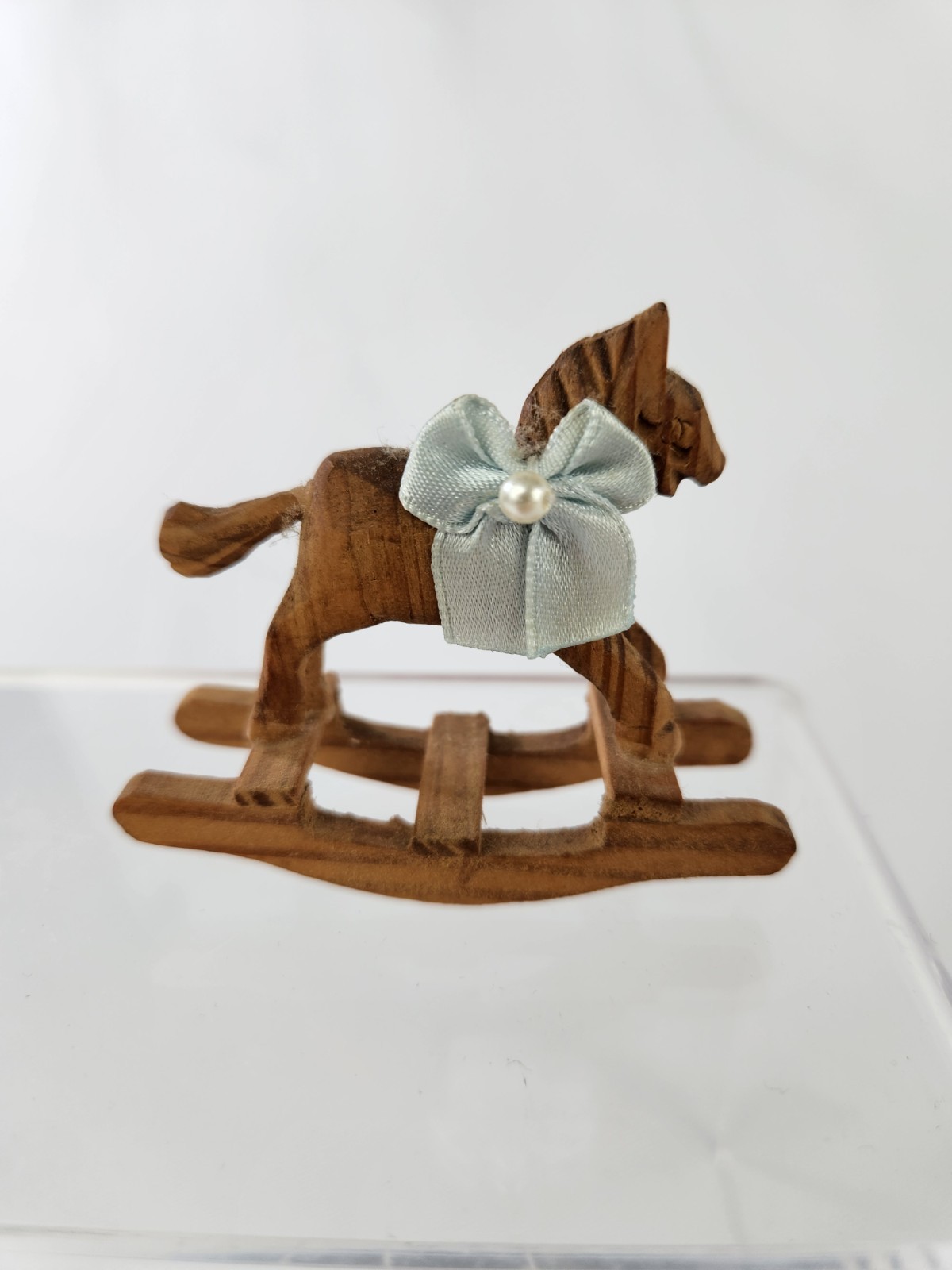 Vintage Hand Carved Wooden Miniature Rocking Horse Dollhouse Mini Small Decor