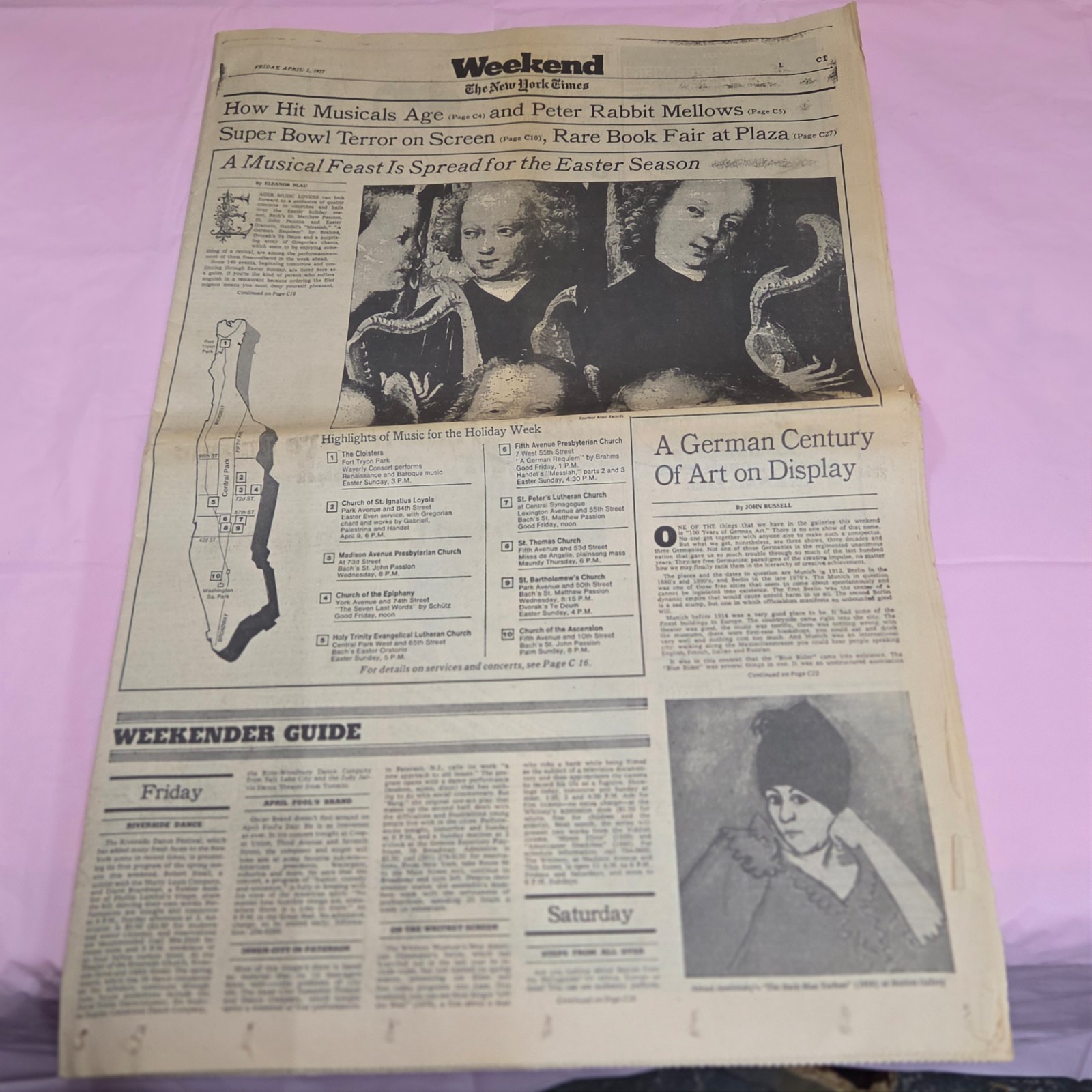 1977 New York Times Weekend Easter Music Nick Nolte Vintage Newspaper