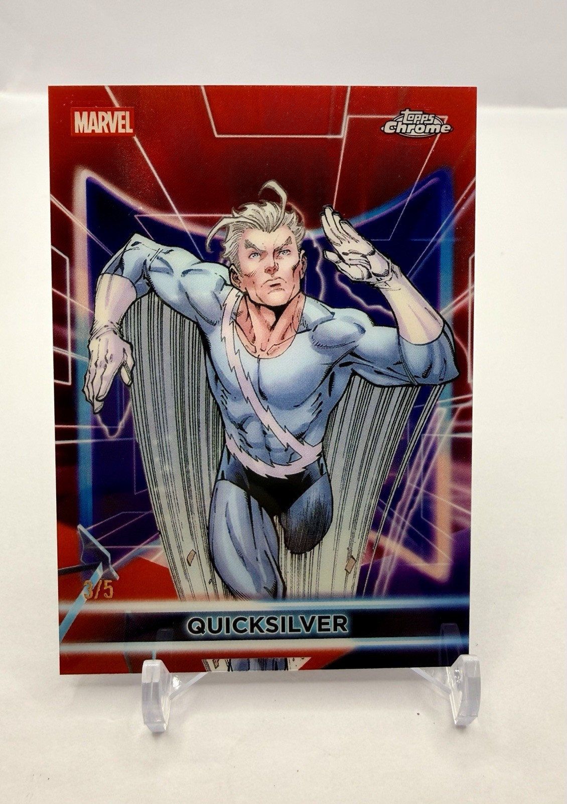 2026 Topps Chrome Marvel Quicksilver #11 Red Refractor /5 SSP 3/5