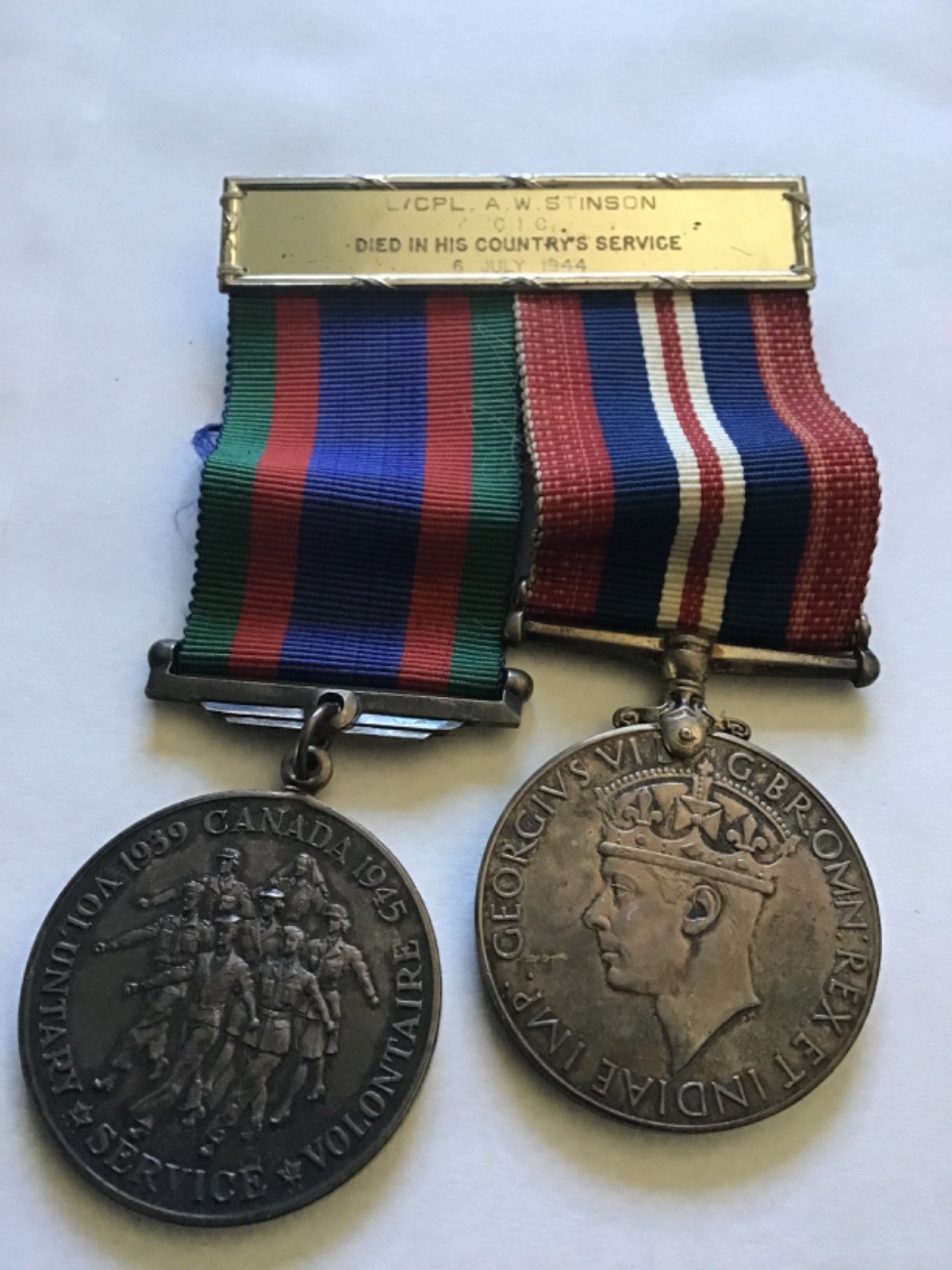 WW2 Canadian group Birks bar Died one month after D-Day