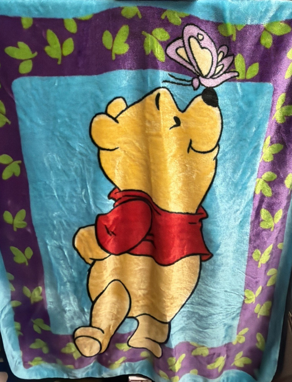 VINTAGE Y2K WINNIE THE POOH FLEECE THROW BLANKET 36x44