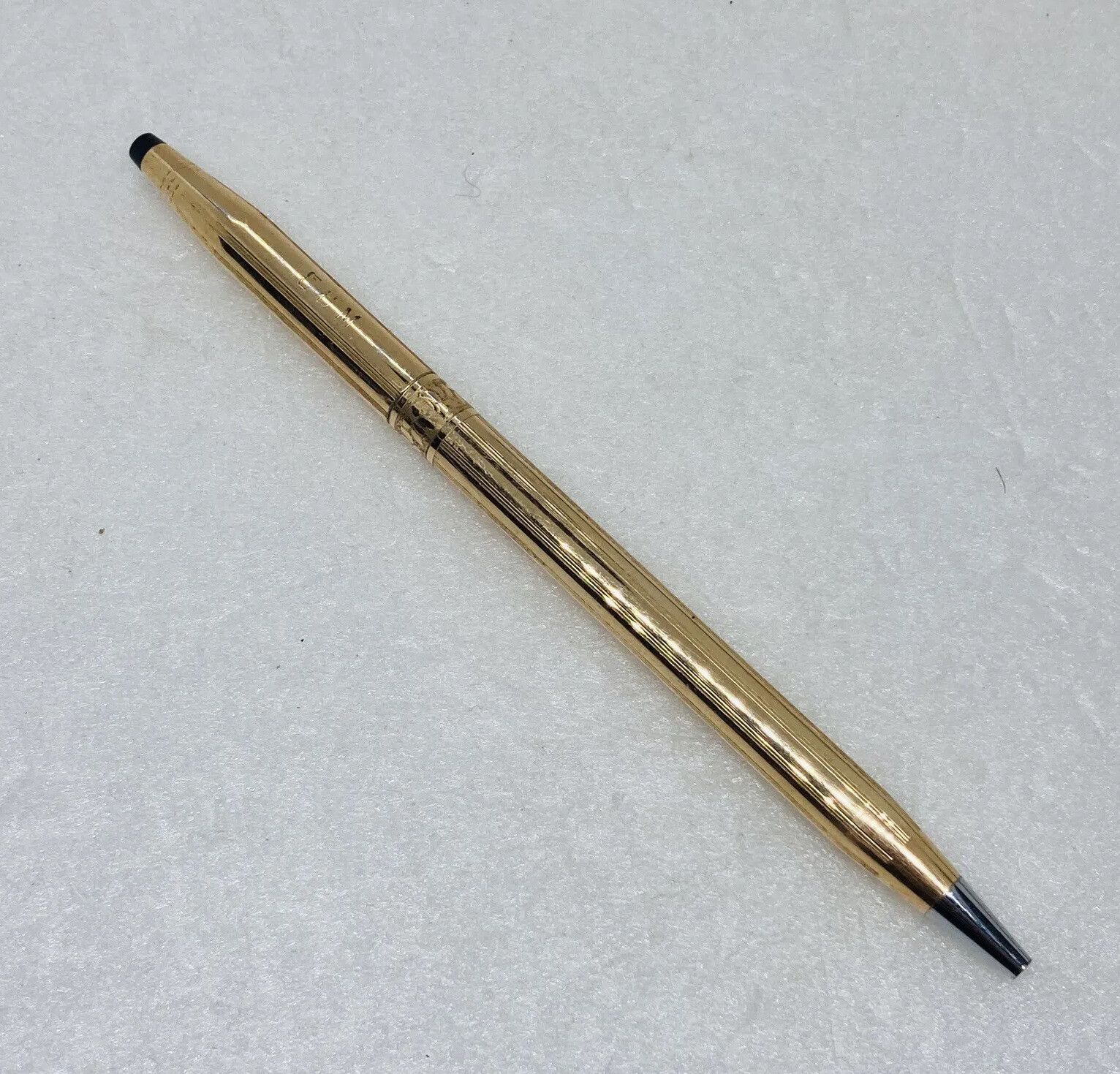 Vintage CROSS Gold Plated Ballpoint Pen Engraved “CBM” Rose Etched Design C3