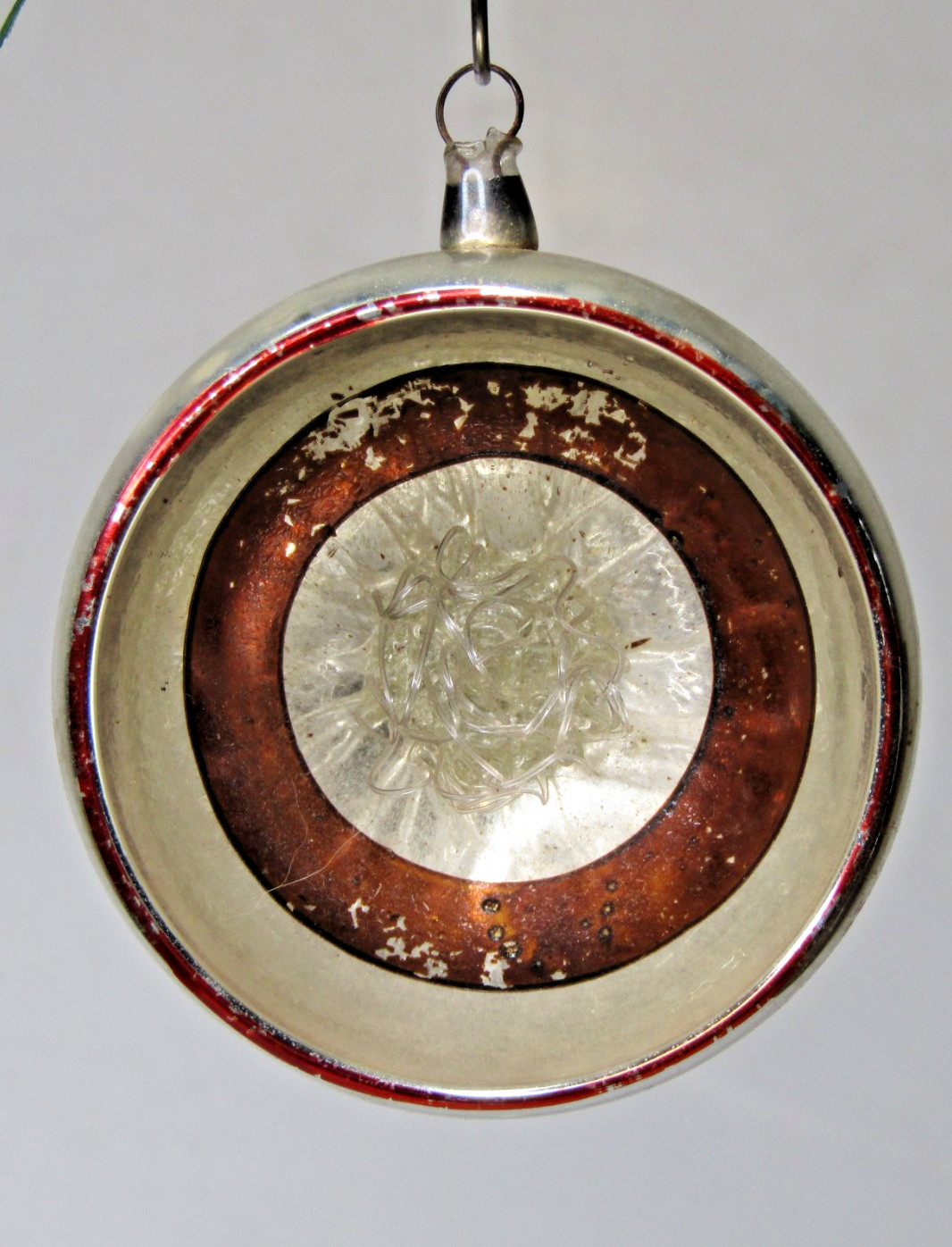 Antique VTG Spun Glass Kaleidoscope Diorama BALL Christmas Ornament Germany