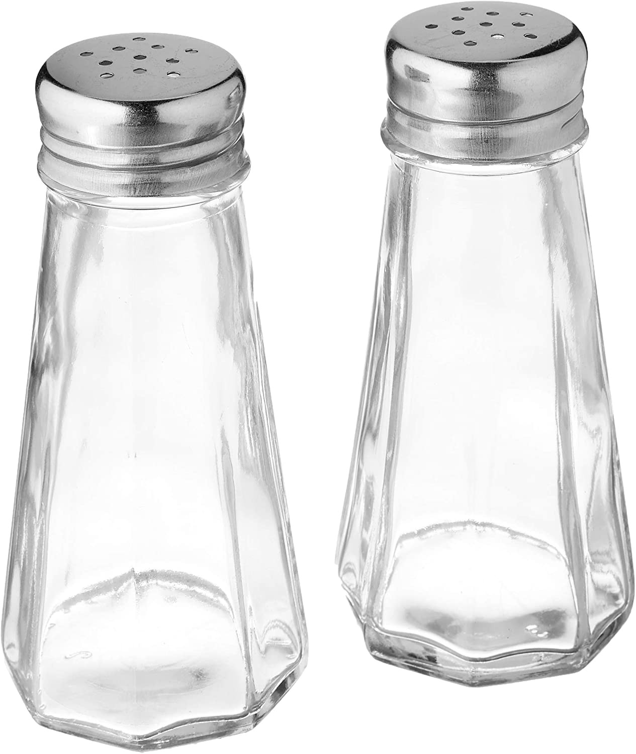 Taste up Glass Salt and Pepper Shakers with Metal Lids, Set of 2, 3 Ounce, Clear
