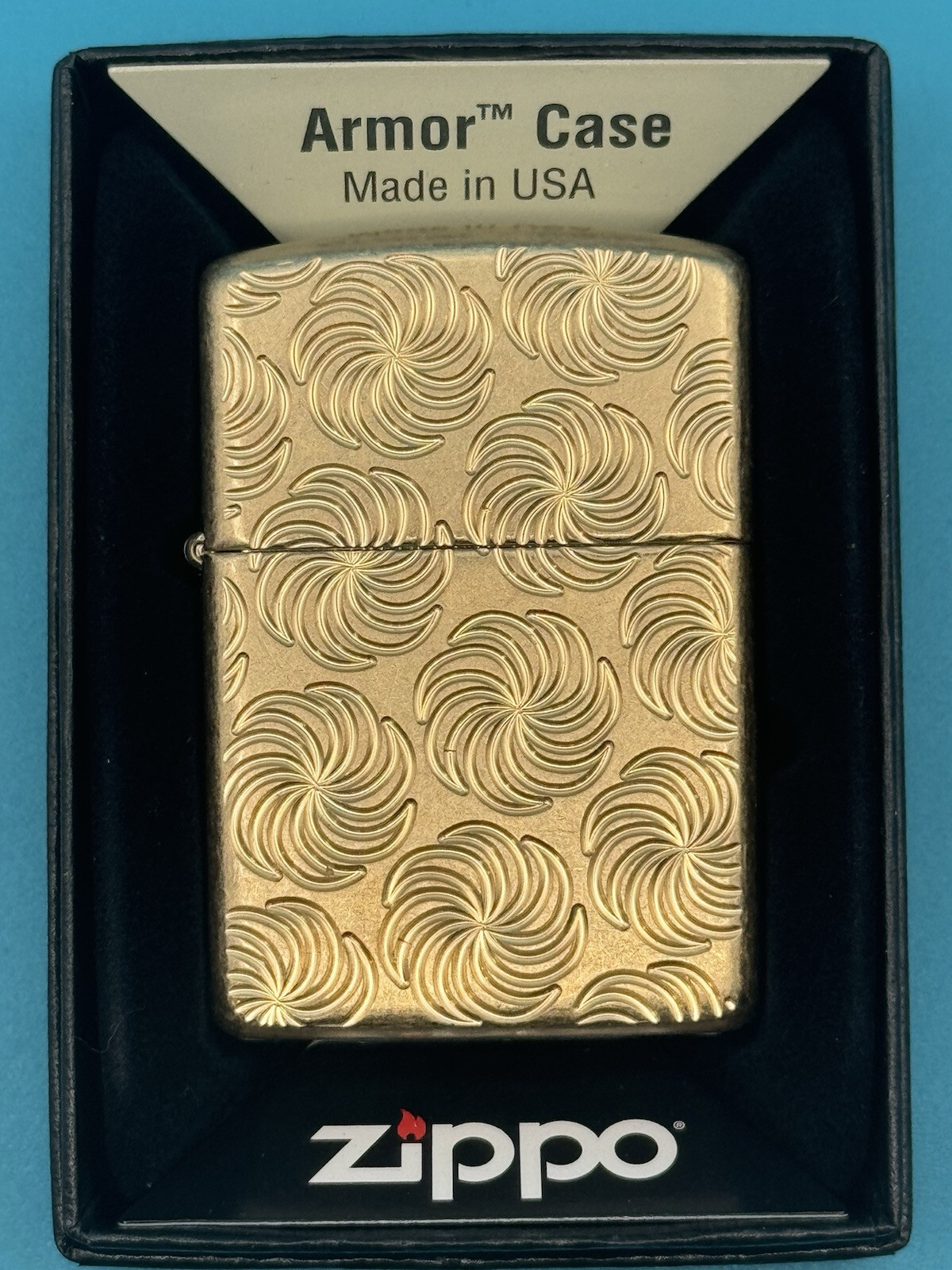Swirl Pattern Design Tumbled Brass Armor Zippo Lighter NEW