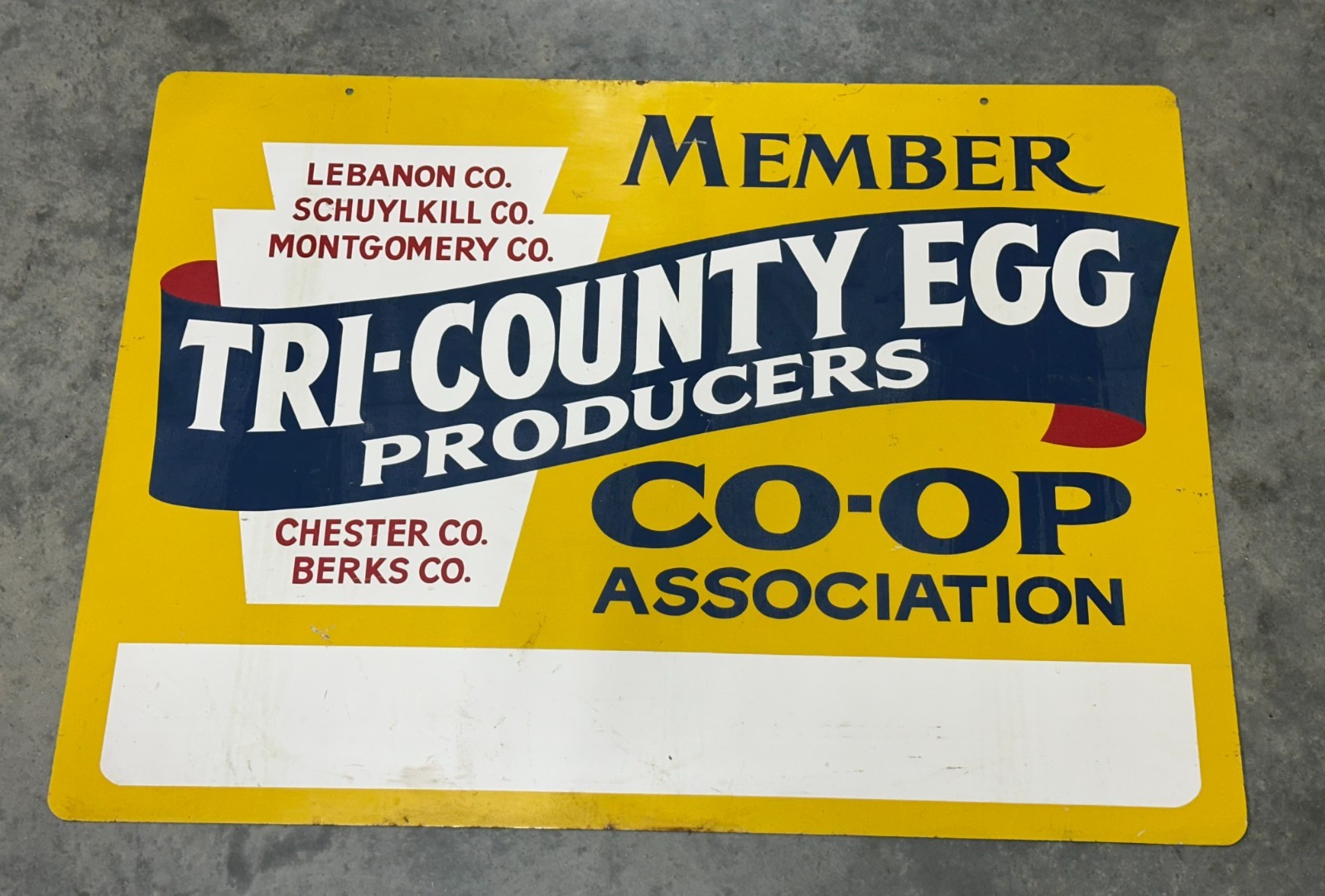 Vintage Advertising sign co-op Tri-county egg producers member 24\
