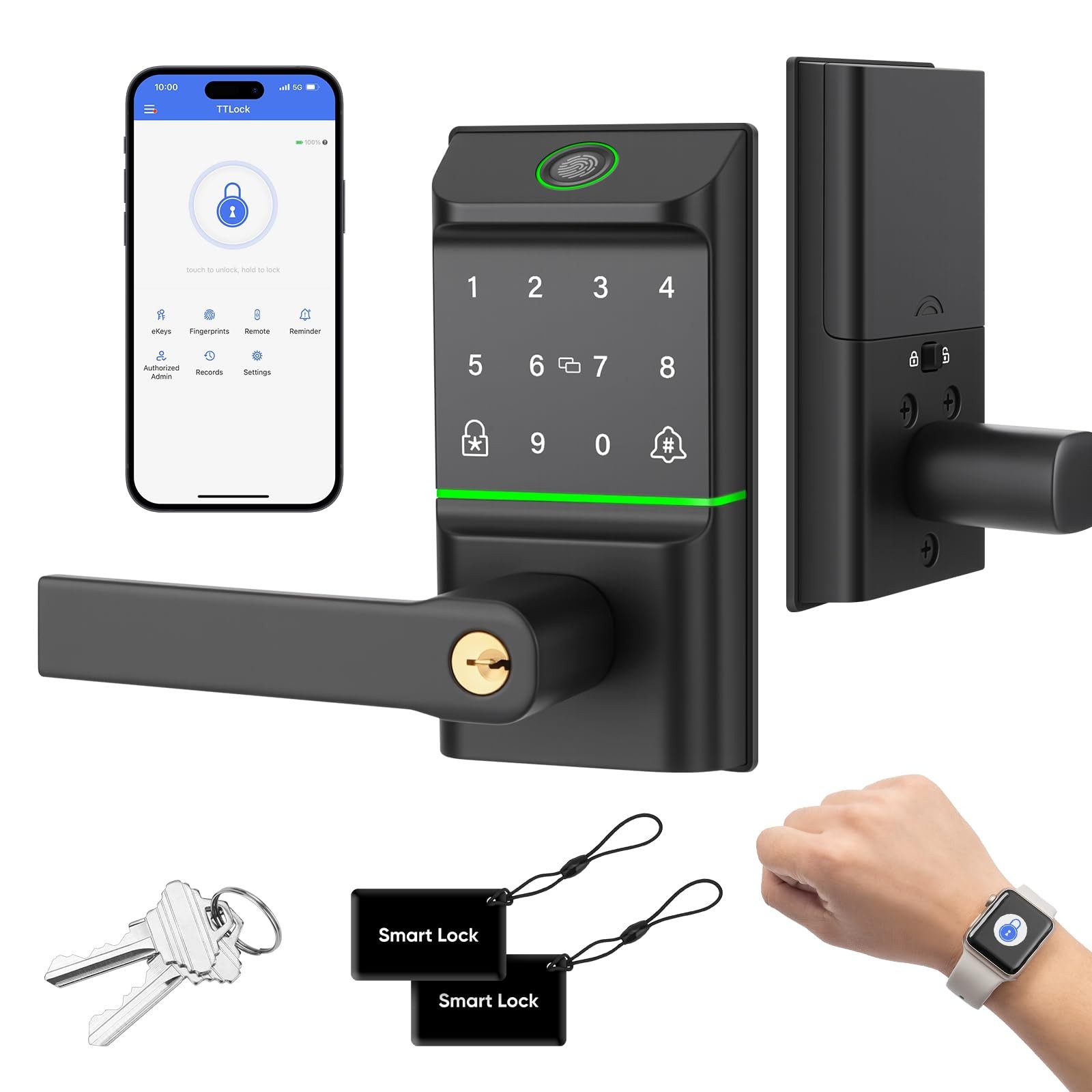 Keypad Smart Door Lock with Handle, Keyless Entry Deadbolt for handle