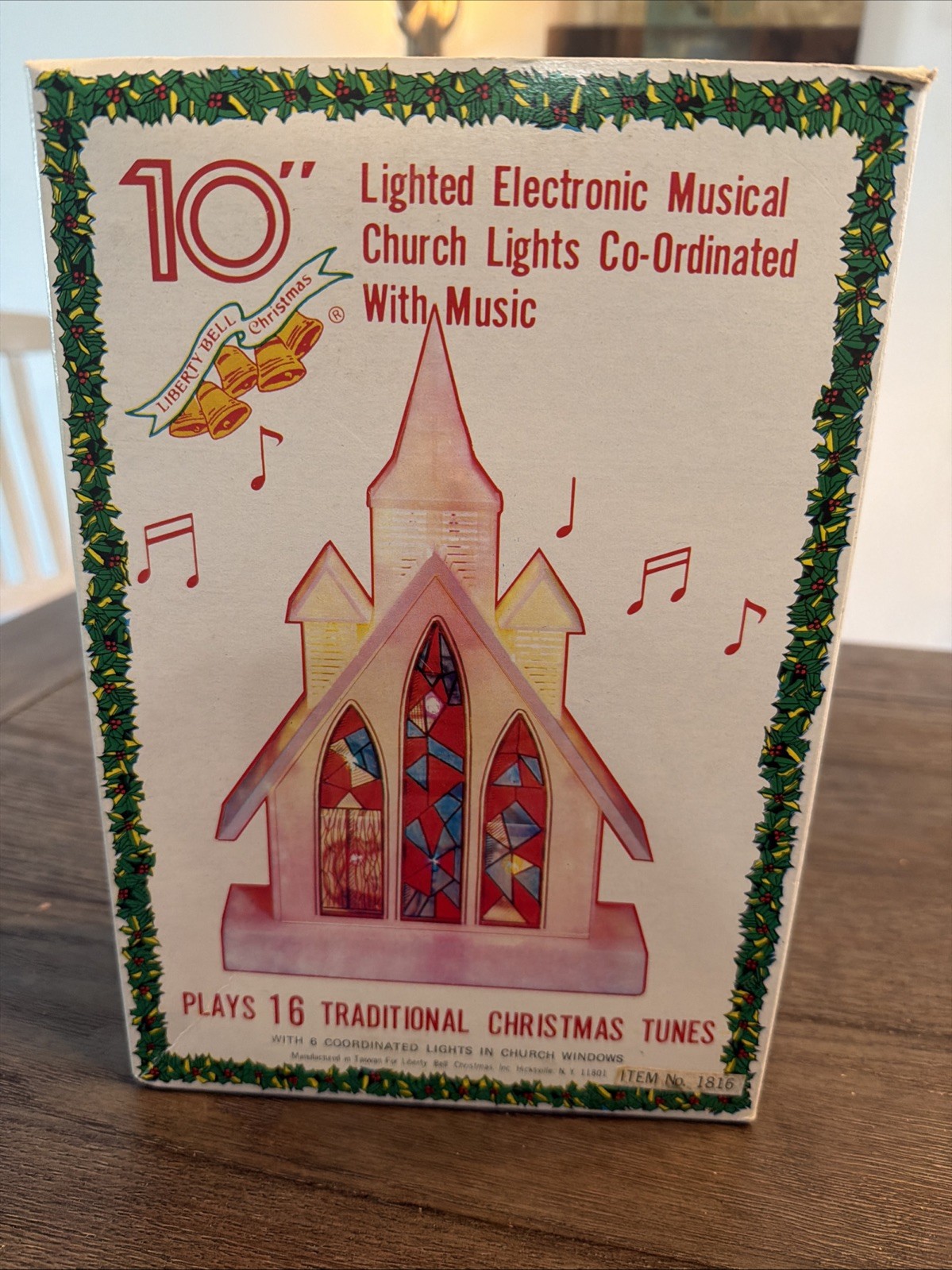 Vintage Liberty Bell Christmas Lighted Musical Church Cathedral Works In Box MCM