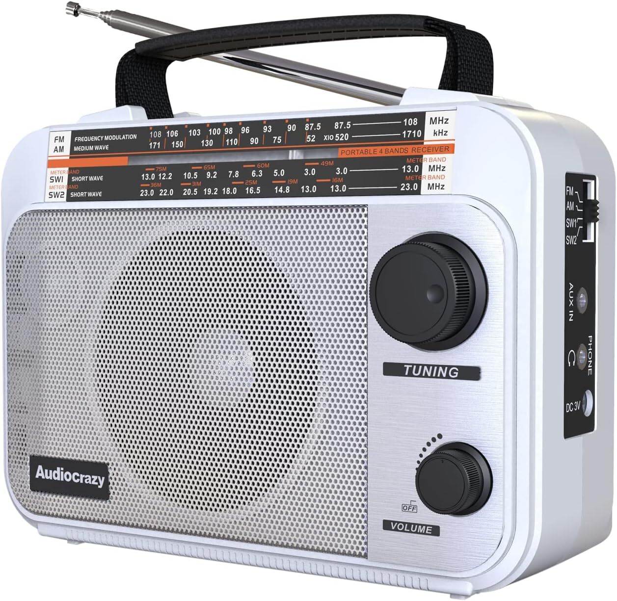 AM/FM/SW1/SW2 Radio Transistor Radio AC or Battery Operated with Best Recepti...
