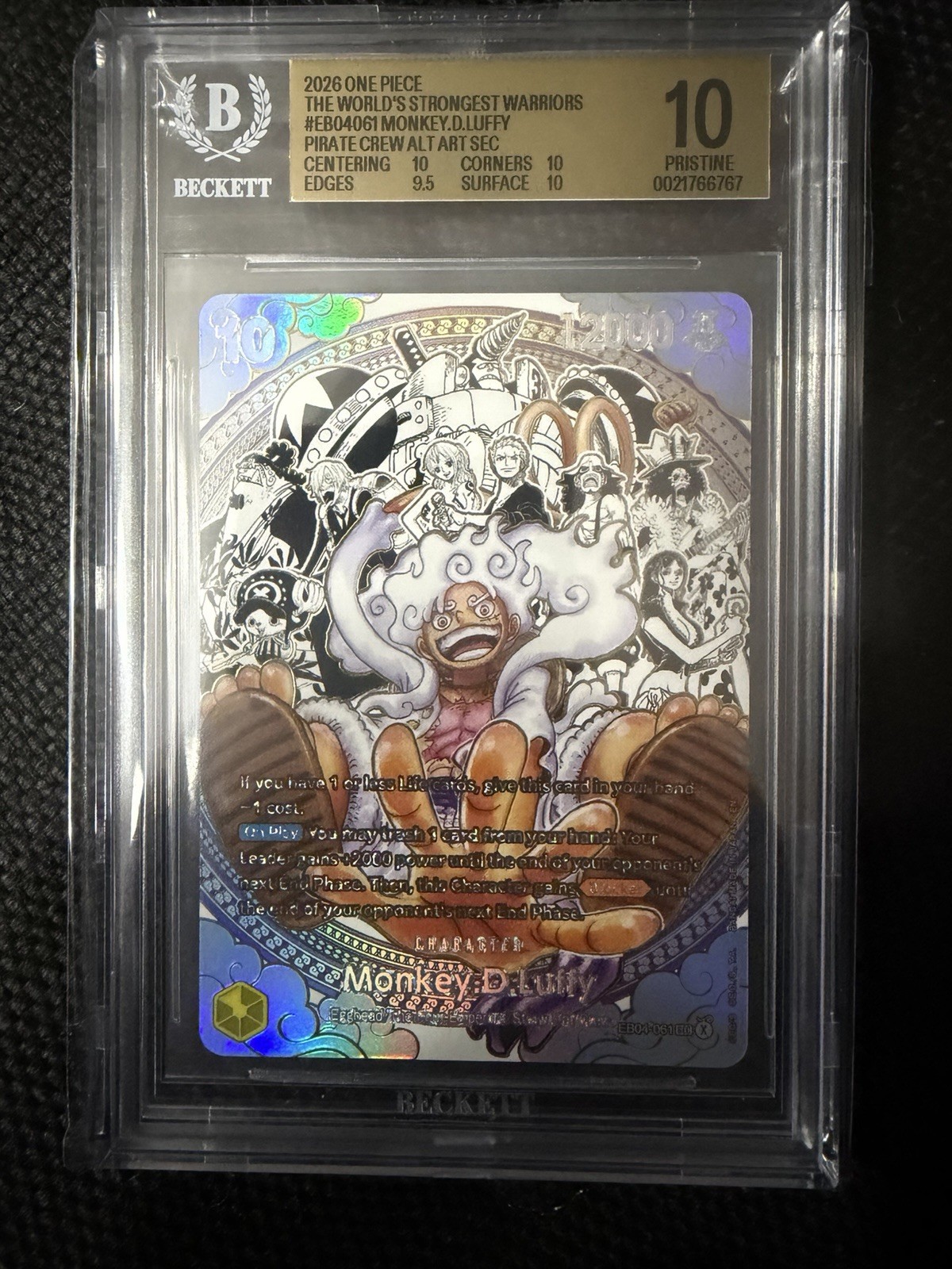 Monkey D Luffy EB04-061 BGS 10 Pirate Crew Alt Art Secret One Piece TCG English