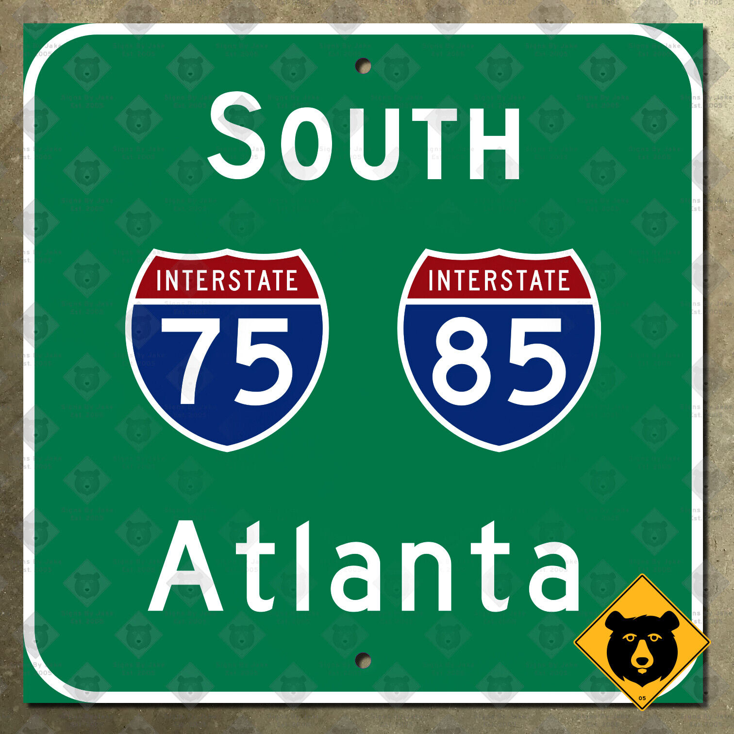 Interstate 75/85 south Atlanta Georgia highway road sign 1990 freeway 12x12