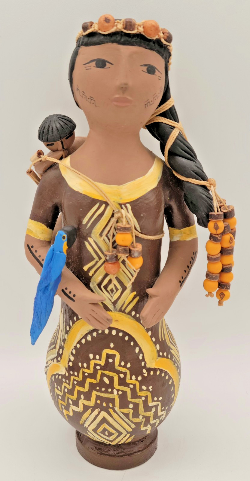 Tribal Mother & Child Statue Figurine UNIQUE Beads Tattoos Folk Art Yanomami ? Tribal Mother & Child Statue Figurine UNIQUE Beads Tattoos Folk Art Yanomami ?