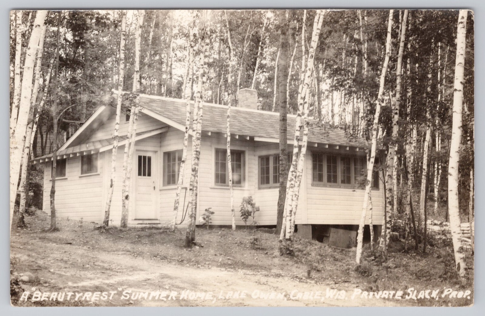 Cable Wisconsin Lake Owen Private Slack Summer Home VTG RPPC Real Photo Postcard