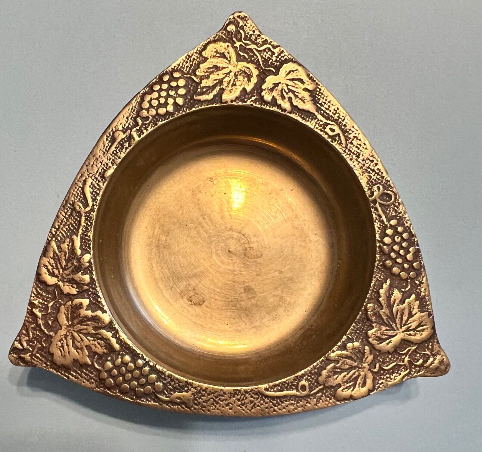 Vintage Solid Brass Tooled TRAY/ASHTRAY Made in Korea Approximately 4.5” x 4.5”
