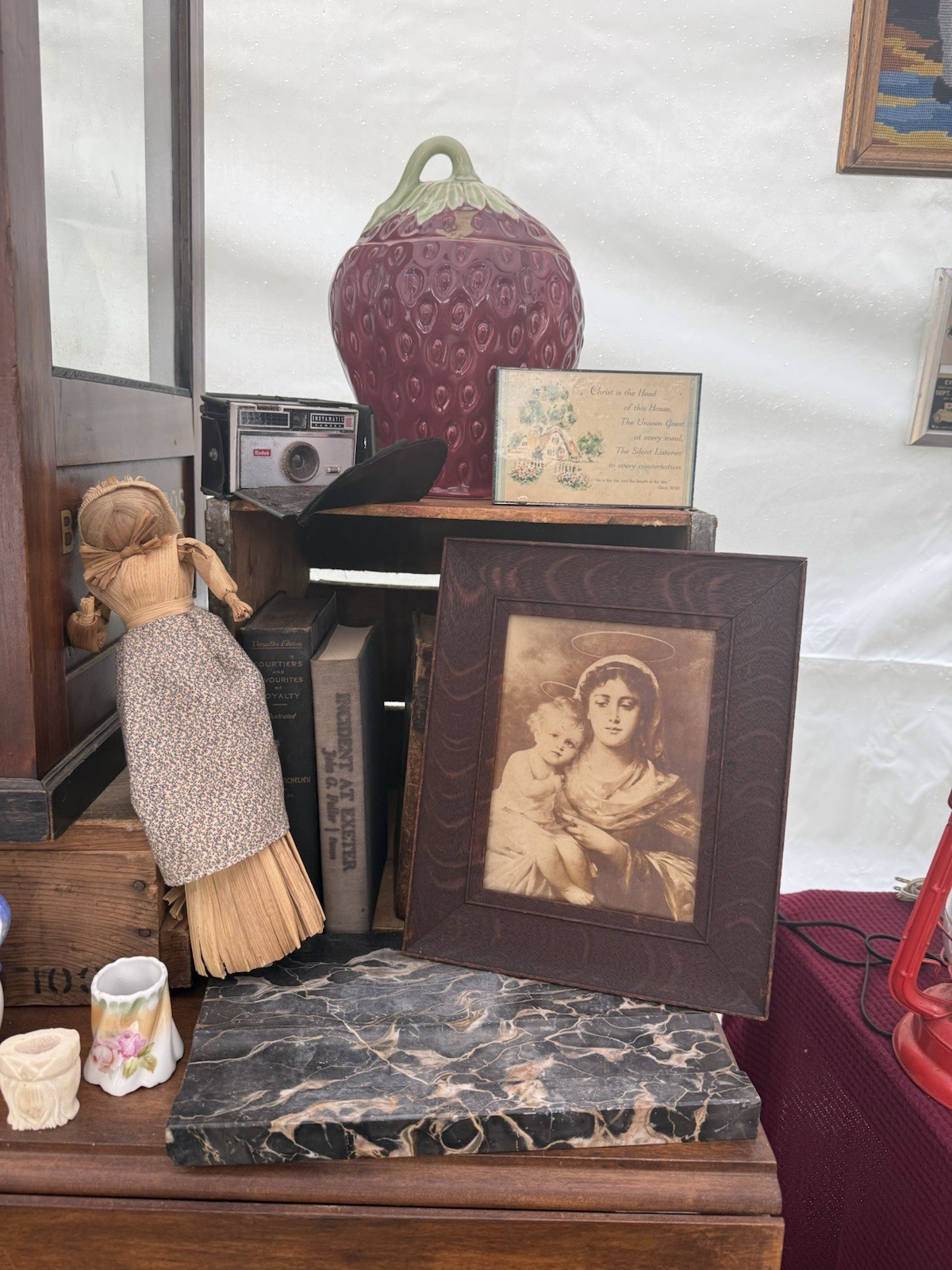 Madonna and Child Antique Wooden Framed Vintage Print Wall Hanging