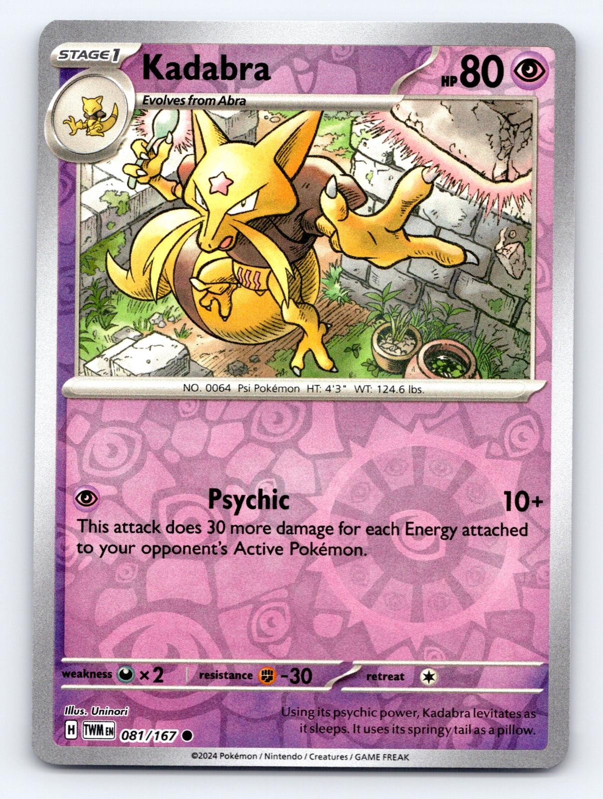 Kadabra 081/167 Common Twilight Masquerade Pokemon Reverse Holo Near Mint