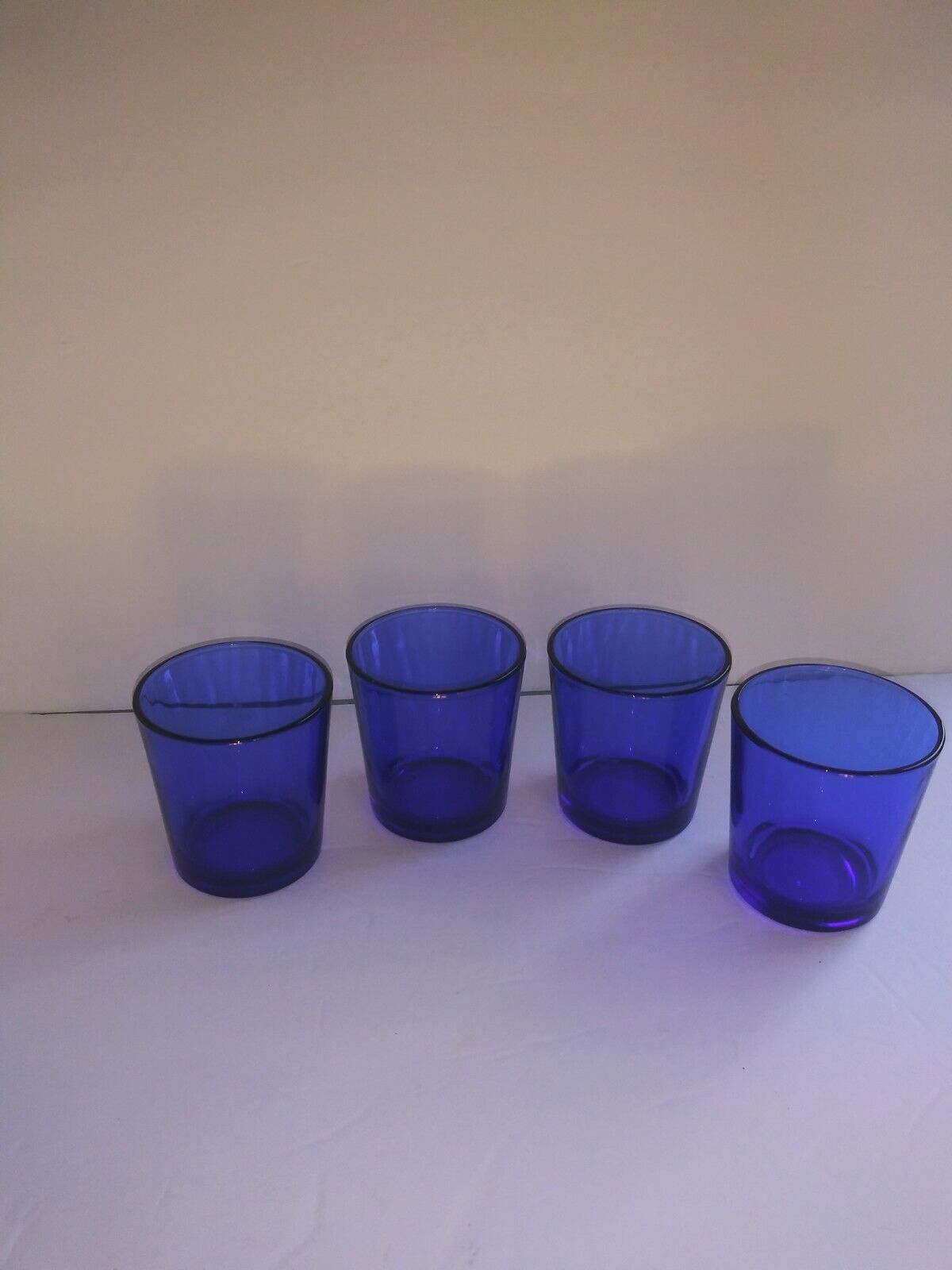4 Libbey Cobalt Blue drinking glass tumblers -16 oz. capacity Vintage Summer