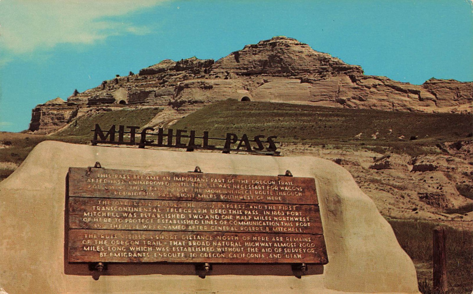 MITCHELL PASS SCOTTS BLUFF NATIONAL MONUMENT POSTCARD NE NEBRASKA 1961