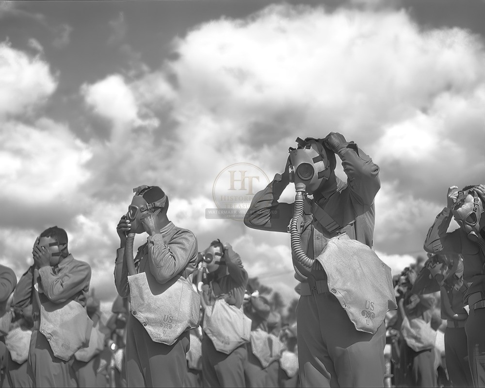 Gas Mask Drill Fort Bragg 8x10 Glossy Photo Print WWII HT41362134