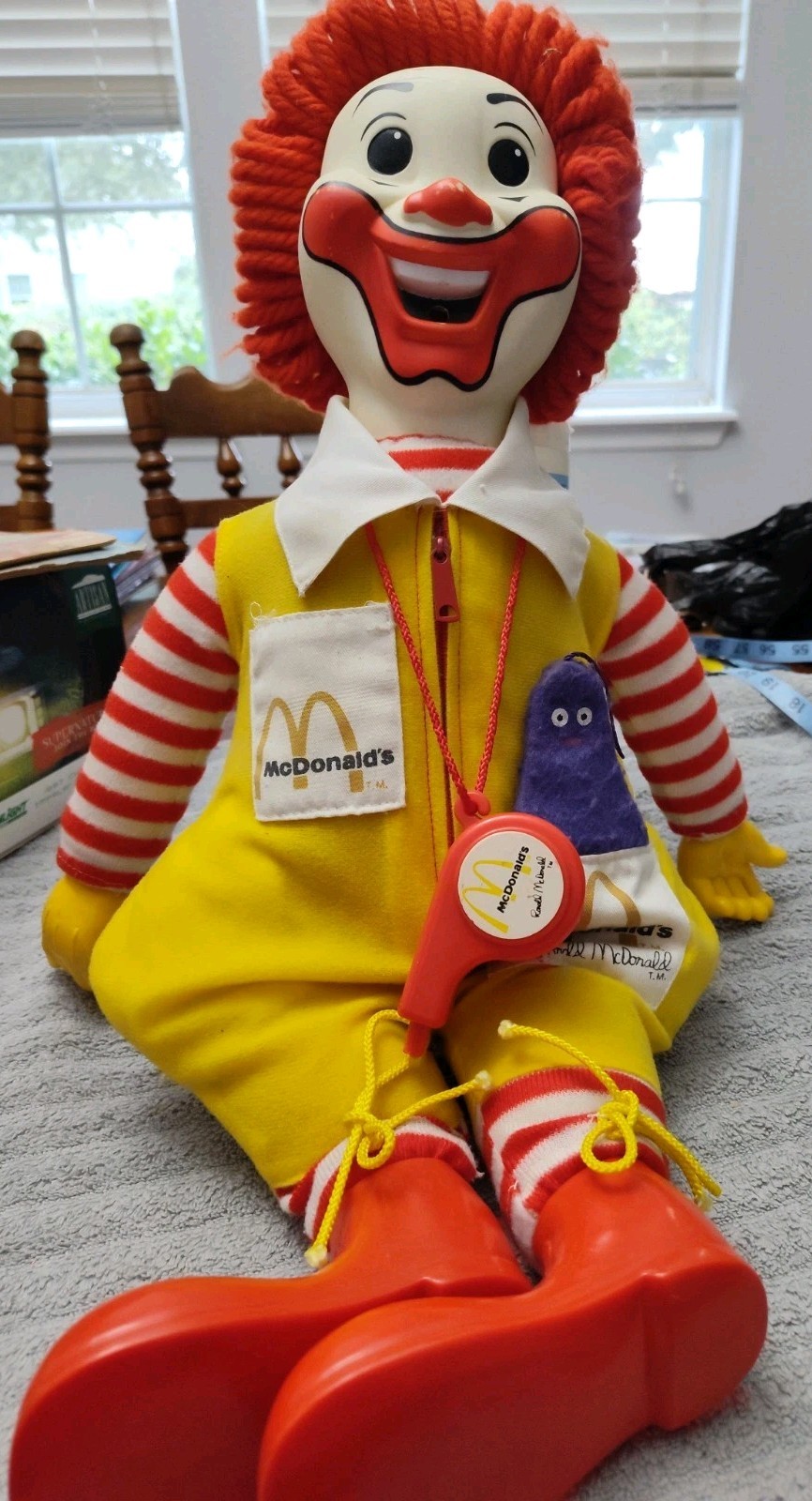 Vintage 1978 Ronald McDonald Plush Working Whistle Grimace Complete Accessories