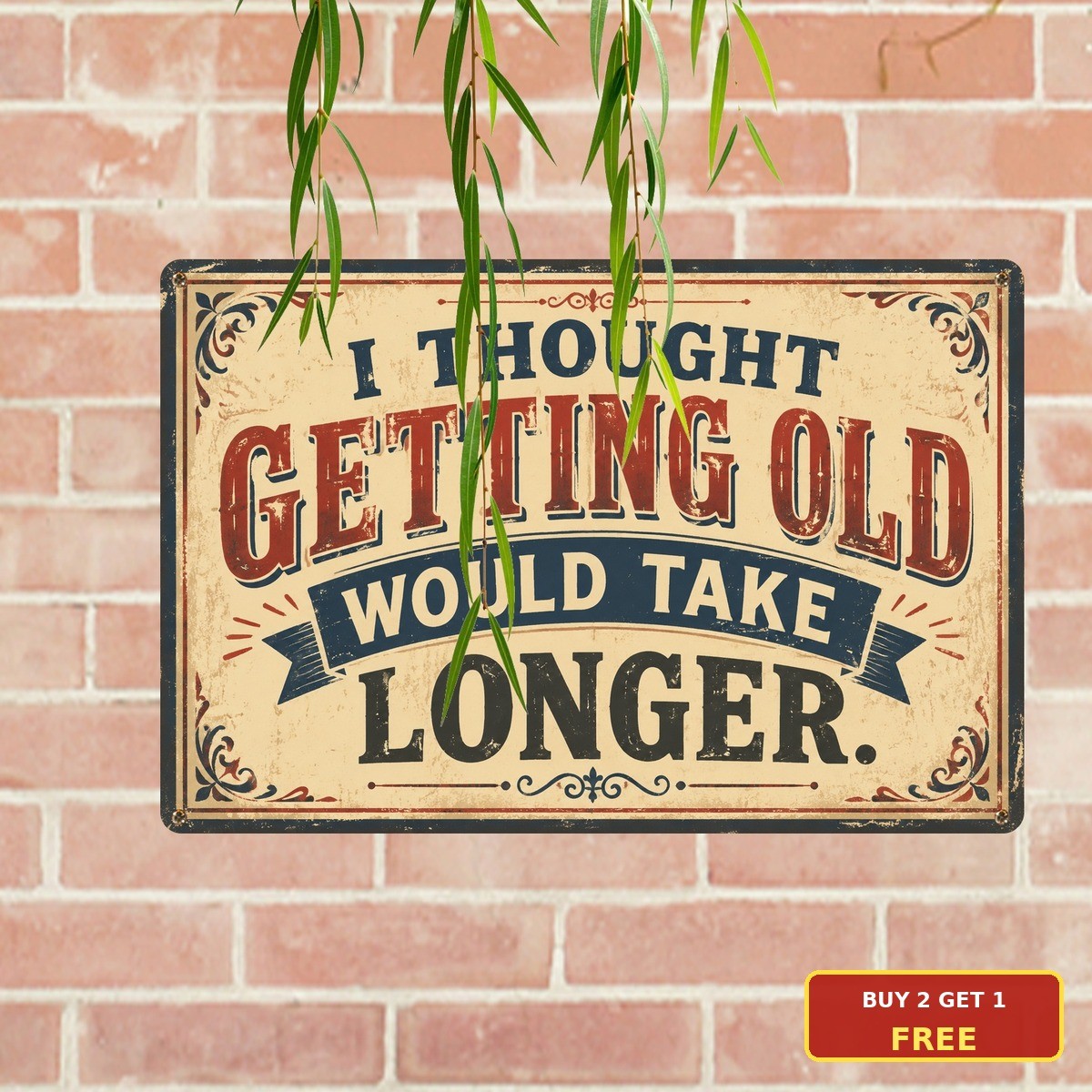 Thought Getting Old Would Take Longer Sign Funny Birthday Milestone Metal Plaque