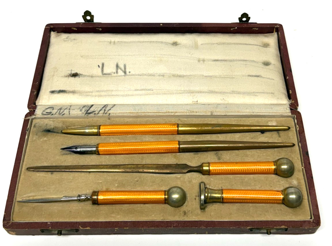 Vintage Antique Art Deco Writing Desk Set Boxed Pen Pencil Letter Opener