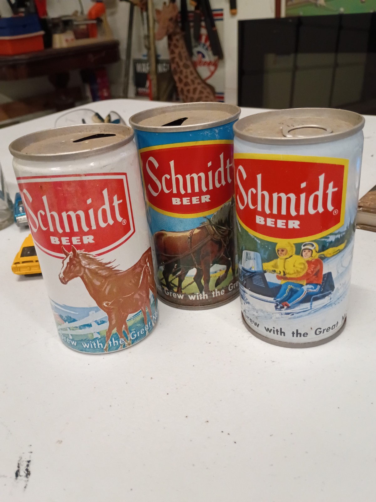 Three Vintage Schmidt Beer Cans