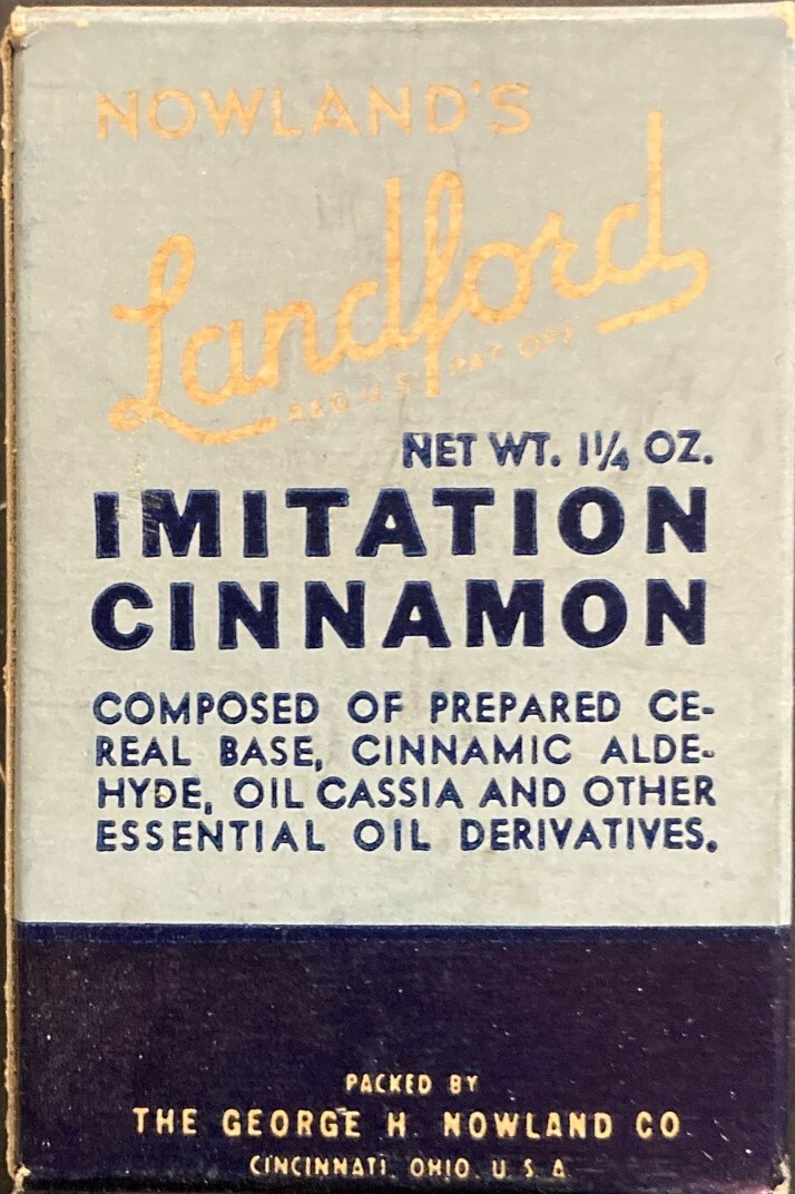 1940s Full Nowland\'s Landford Imitation Cinnamon Box-WWII Home Front Campaign -