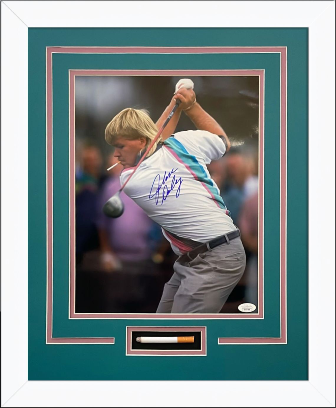 John Daly Autographed Golf (Smoking) 11x14 Photo Deluxe Framed with Cigarette -