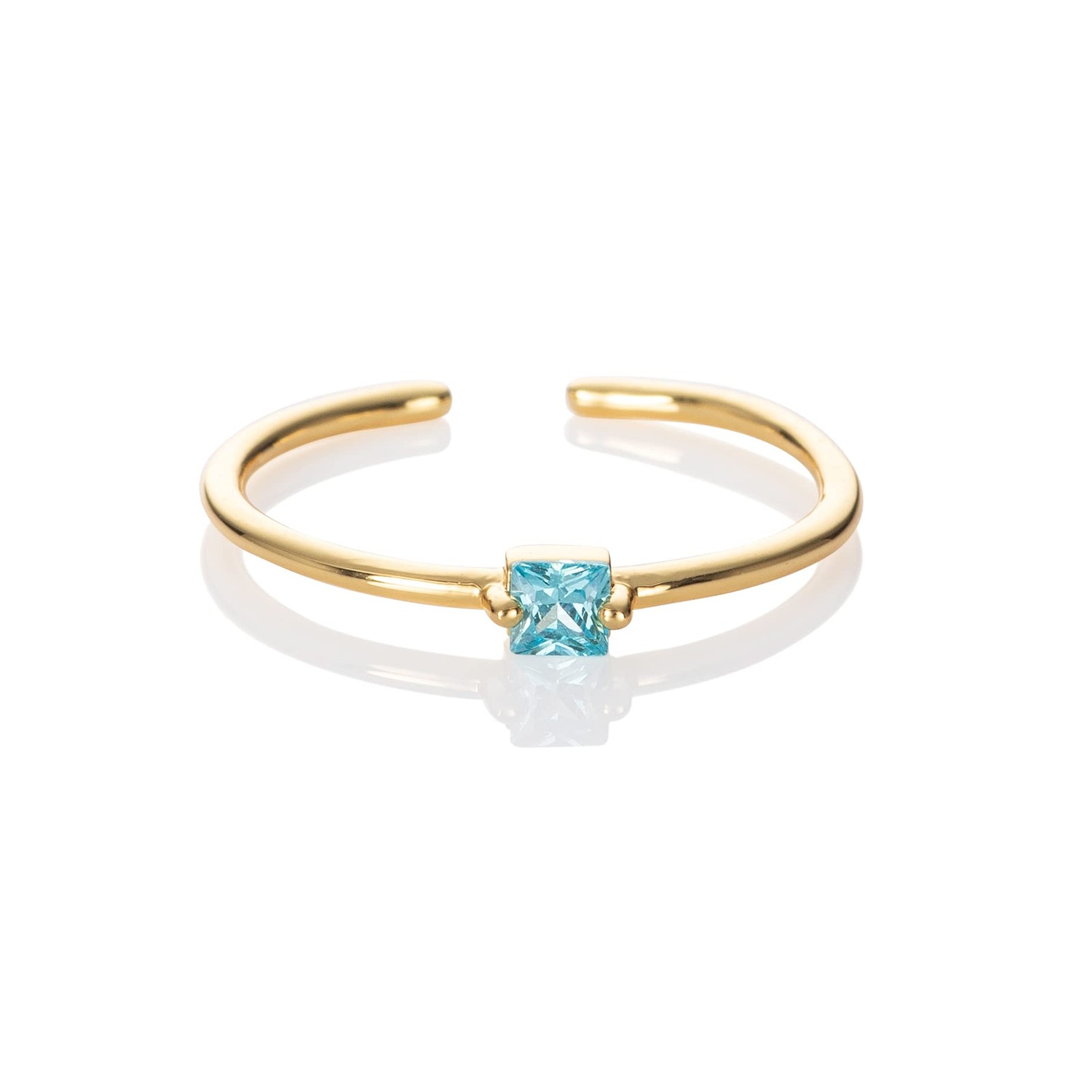 Namana Dainty Gold Ring – Adjustable with Light Blue Square Stone for Women